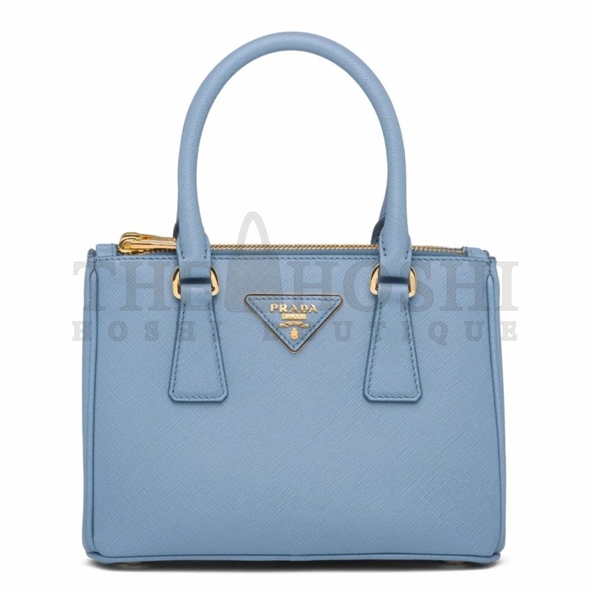 Pra*a Mini Galleria Bag In Light Blue Saffiano Leather Master Quality