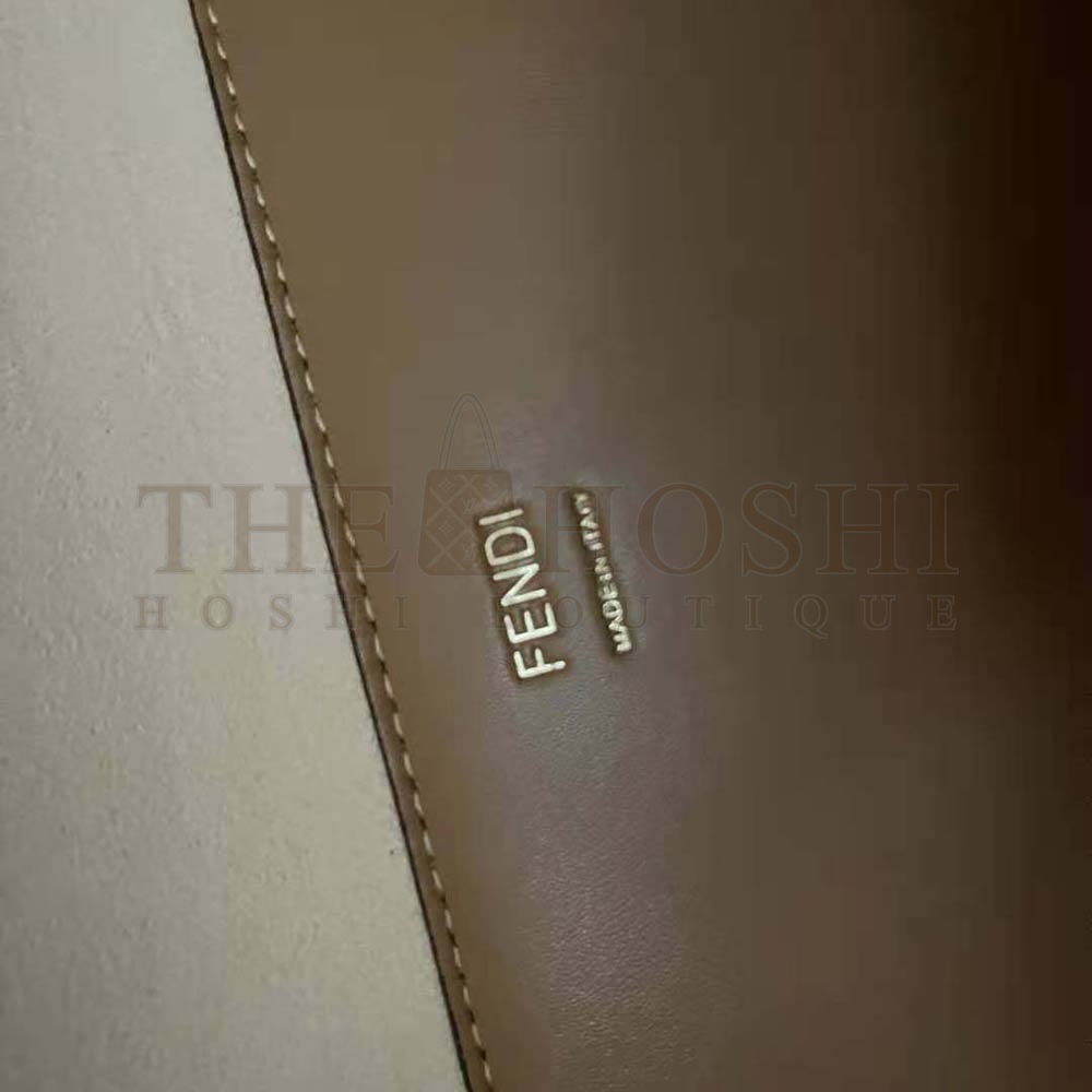 F**di Women Sunshine Medium Light Brown Leather and Elaphe Shopper Bag Master Quality