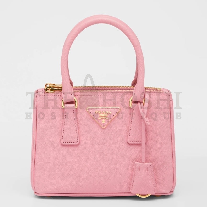 Pra*a Mini Galleria Bag In Pink Saffiano Leather Master Quality