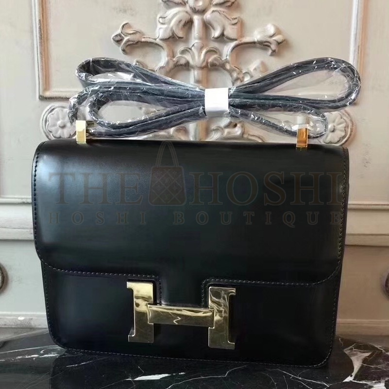 H**me5 Black Constance MM 24cm Box Leather Bag Master Quality