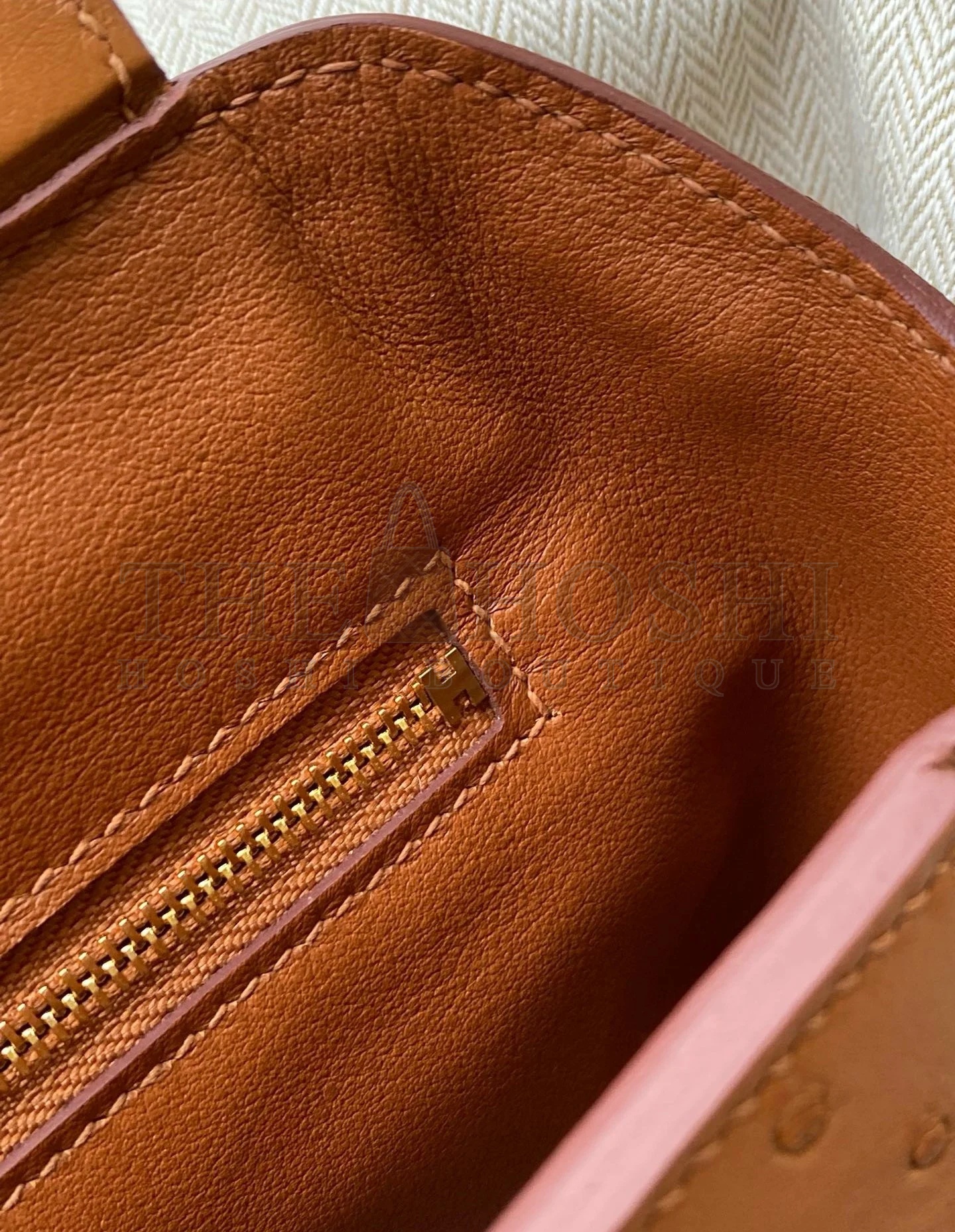 H**me5 24/24 Mini 21 Touch Bag in Gold Evercolor and Ostrich Leather Master Quality