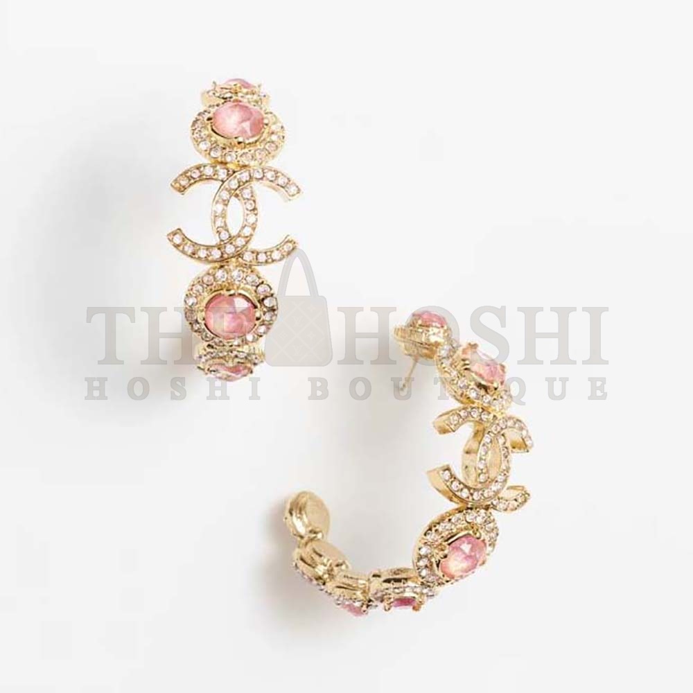 Ch**el Women Hoop Earrings in Metal and Strass Master Quality