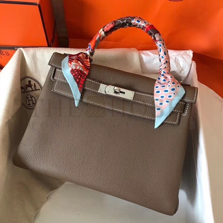 H**me5 Taupe Clemence Kelly 28cm Handmade Bag Master Quality