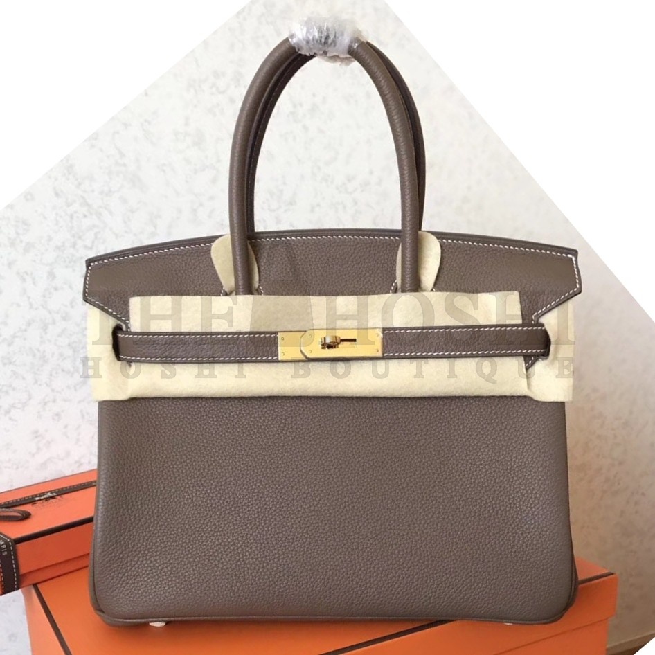 H**me5 Taupe Birkin 30cm Clemence Handmade Bag Master Quality