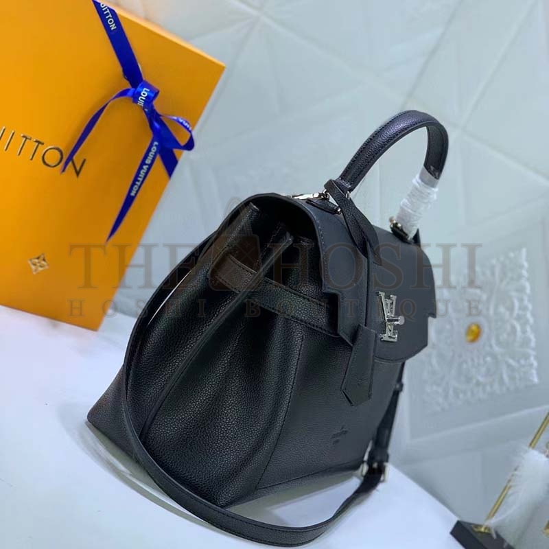 L0vis Vvtt0n LV Women Lockme Ever MM Handbag Black Soft Grained Calfskin Master Quality