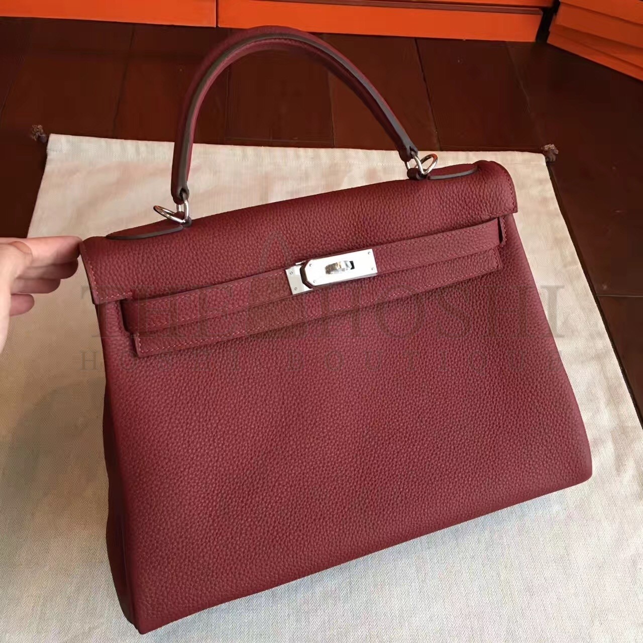 H**me5 Bordeaux Clemence Kelly Retourne 32cm Handmade Bag Master Quality