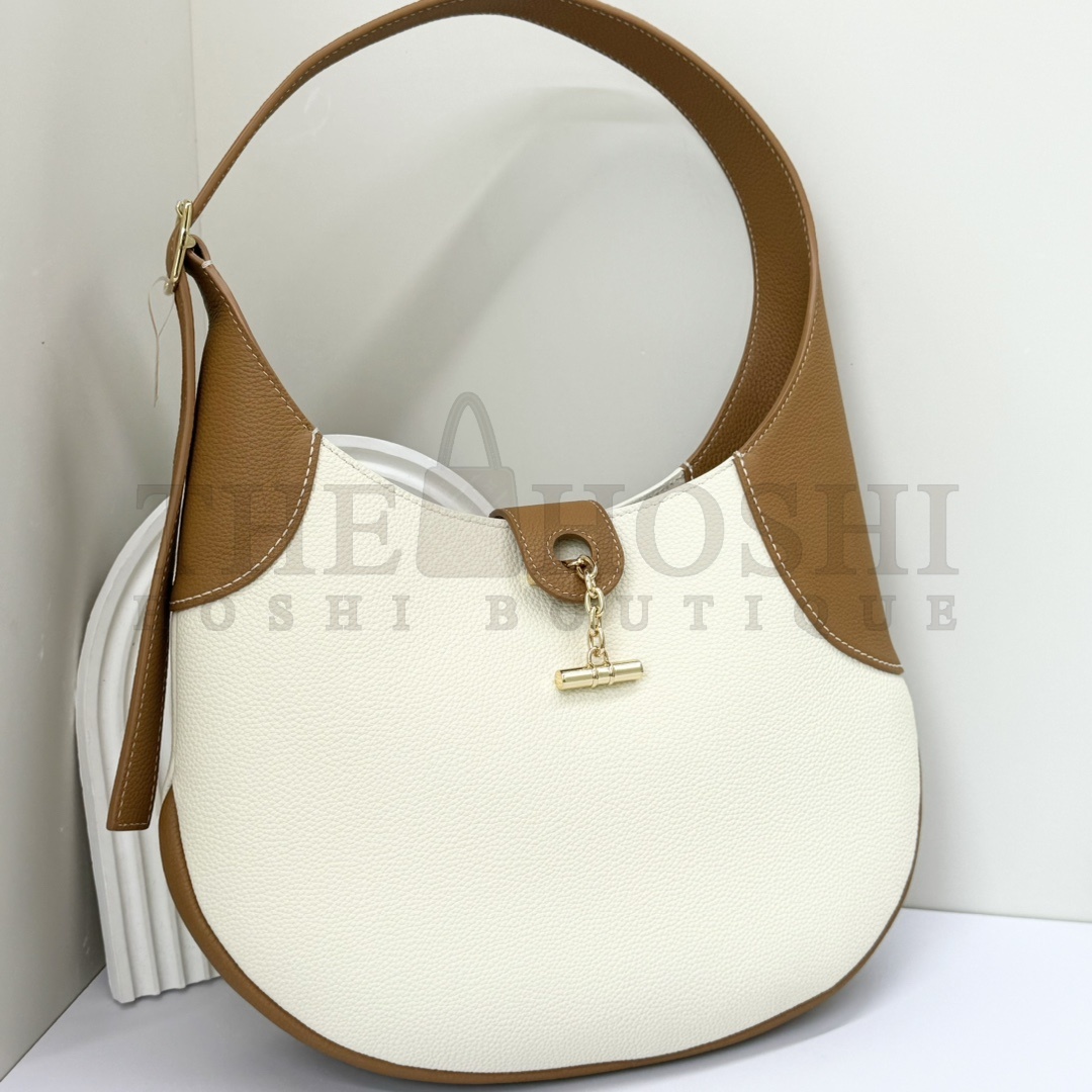 L0r0 P1ana Bobbin Bag White Splicing Leather 32x7x21cm Master Quality