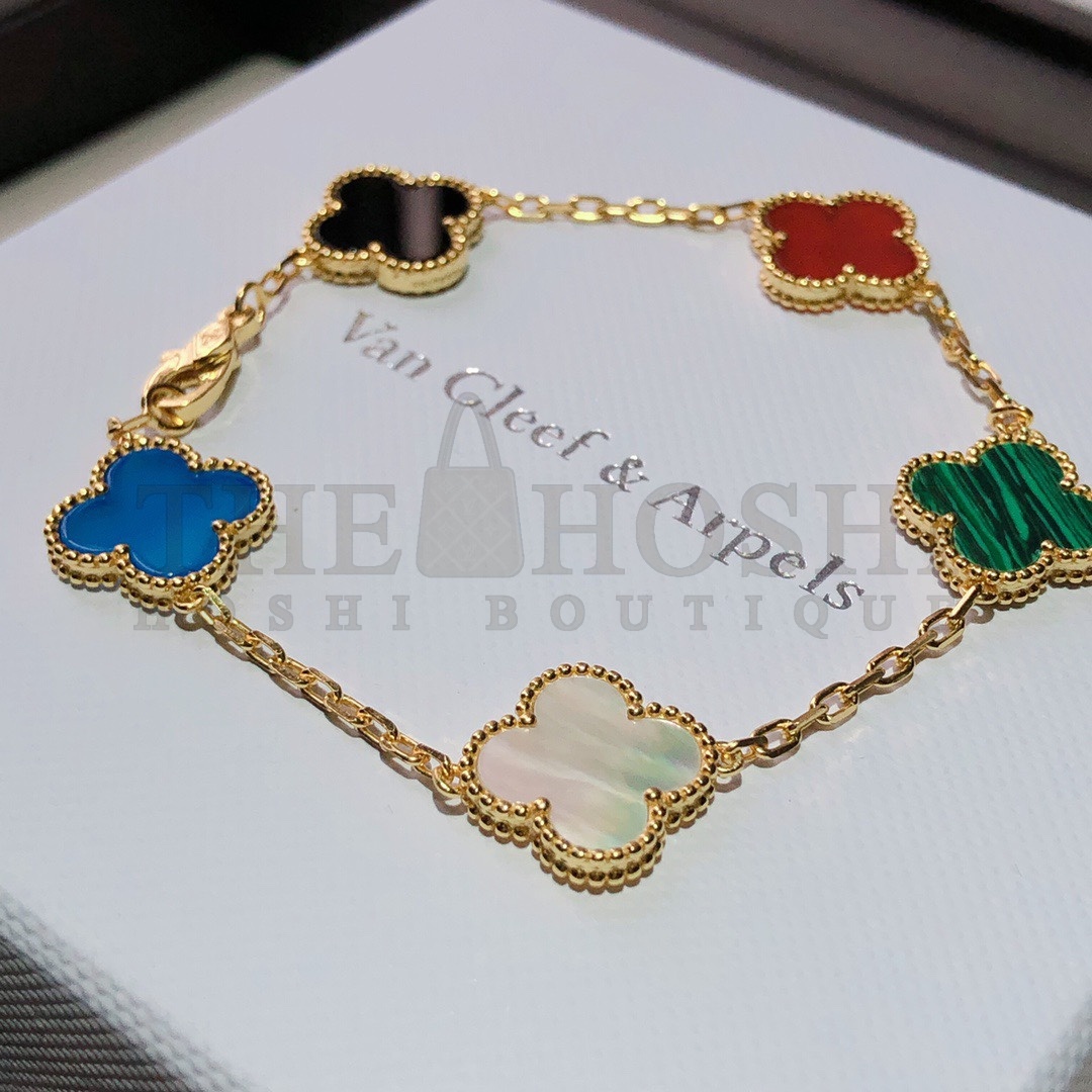 V*n Cl**f & Arpels Colorful Rainbow Bracelet, Vintage Alhambra bracelet, 5 motifs Master Quality