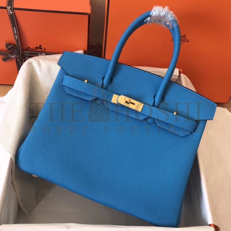 H**me5 Blue Zanzibar Birkin 30cm Clemence Handmade Bag Master Quality