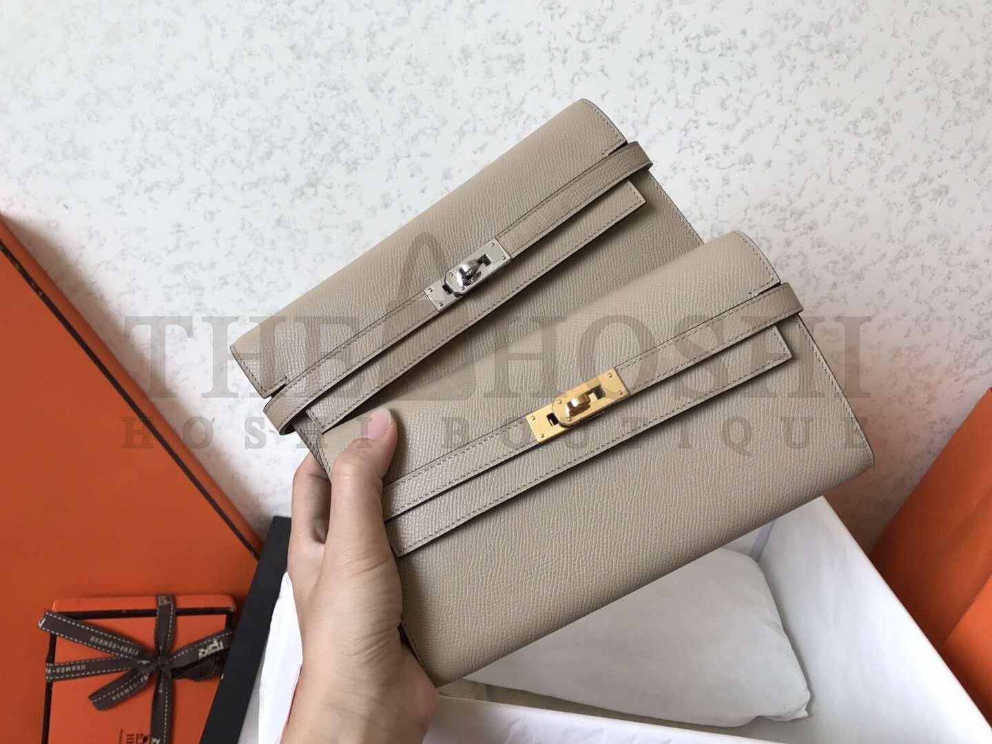 H**me5 Kelly Classic Long Wallet In Grey Epsom Leather Master Quality