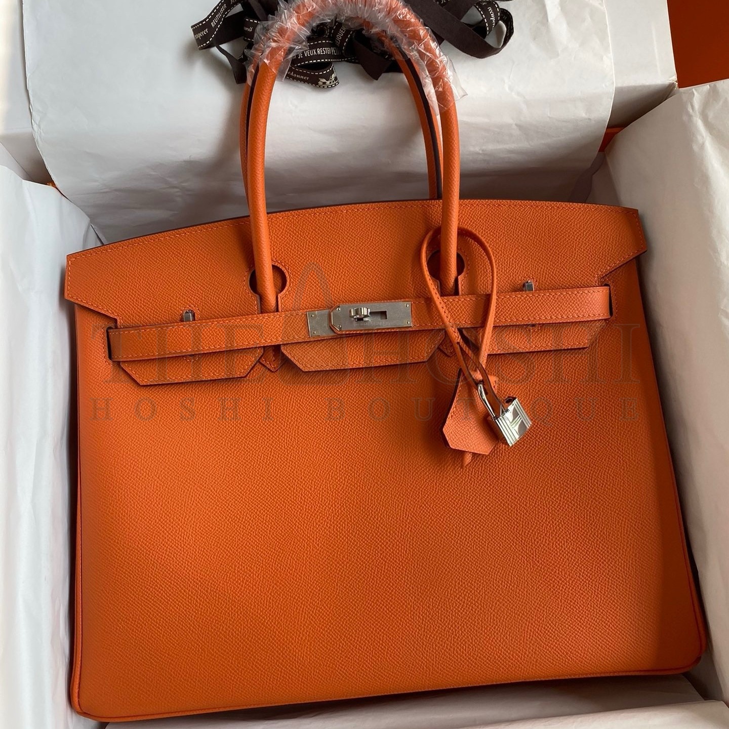 H**me5 Birkin 35 Retourne Handmade Bag in Orange Epsom Calfskin Master Quality