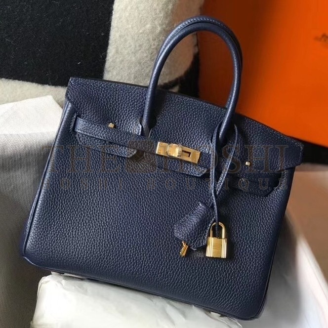 H**me5 Birkin 25cm Bag In Navy Blue Clemence Leather Master Quality