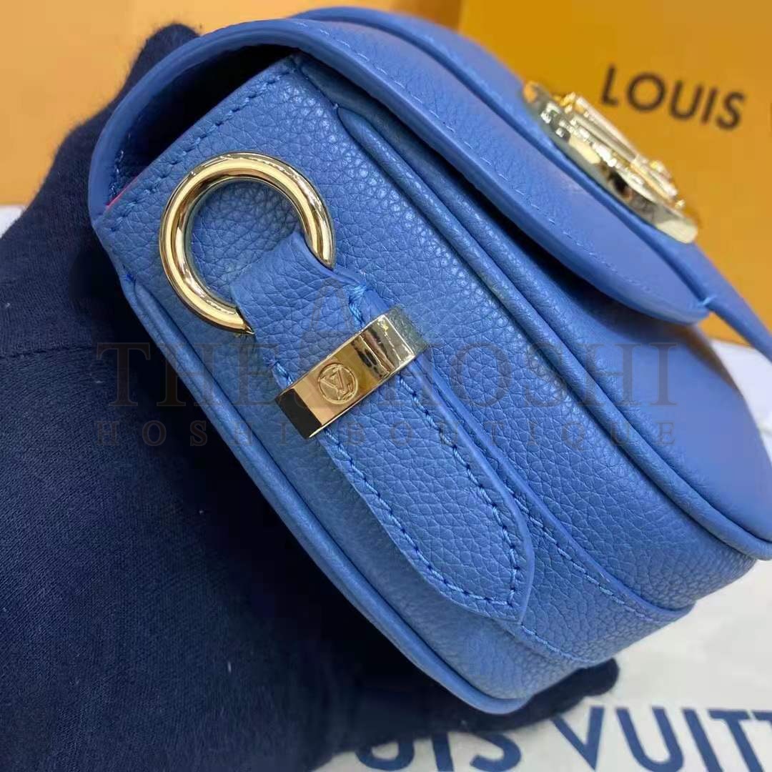 L0vis Vvtt0n LV Women LV Pont 9 Soft MM Handbag Bleu Général Rouge Grained Calfskin Master Quality