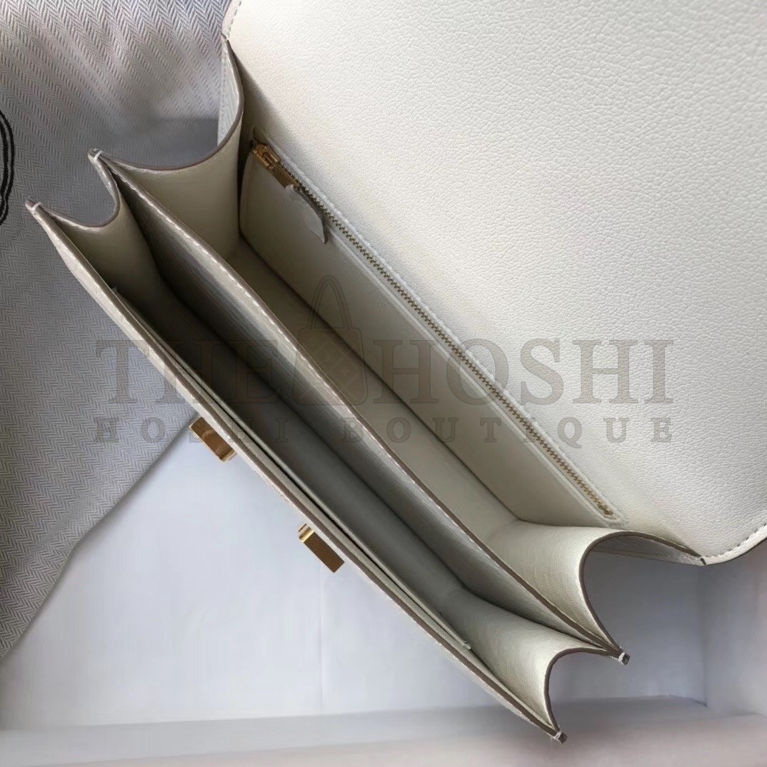H**me5 Constance 24cm Bag In White Embossed Crocodile Master Quality