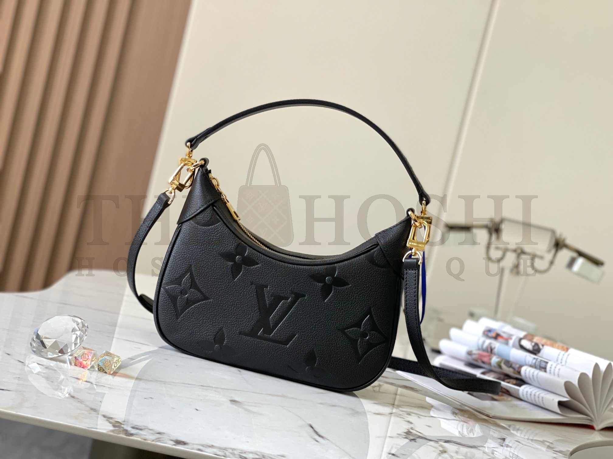 L0vis Vvtt0n LV Women Bagatelle Black Handbag Monogram Empreinte Embossed Grained Cowhide M46002 Master Quality