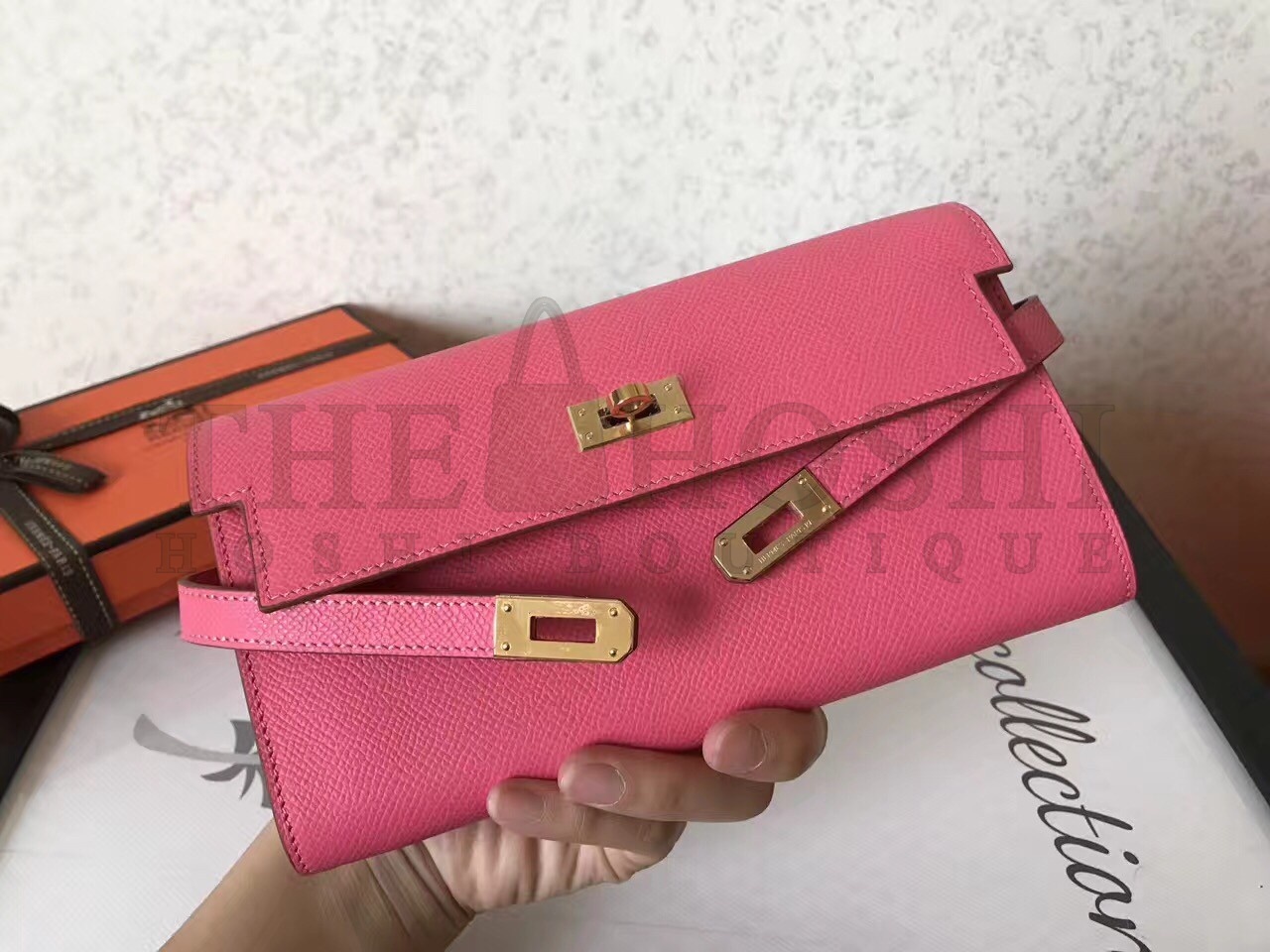H**me5 Kelly Classic Long Wallet In Pink Epsom Leather Master Quality