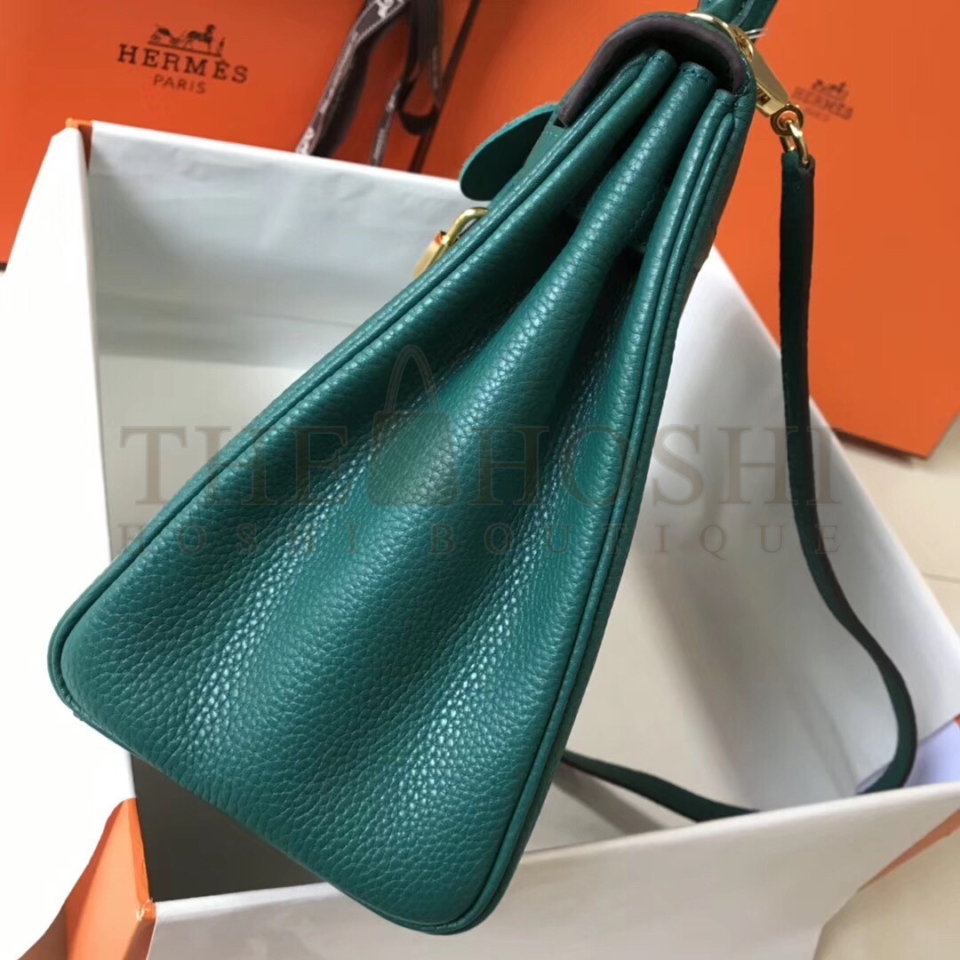 H**me5 Kelly 32cm Retourne Bag In Malachite Clemence Leather Master Quality