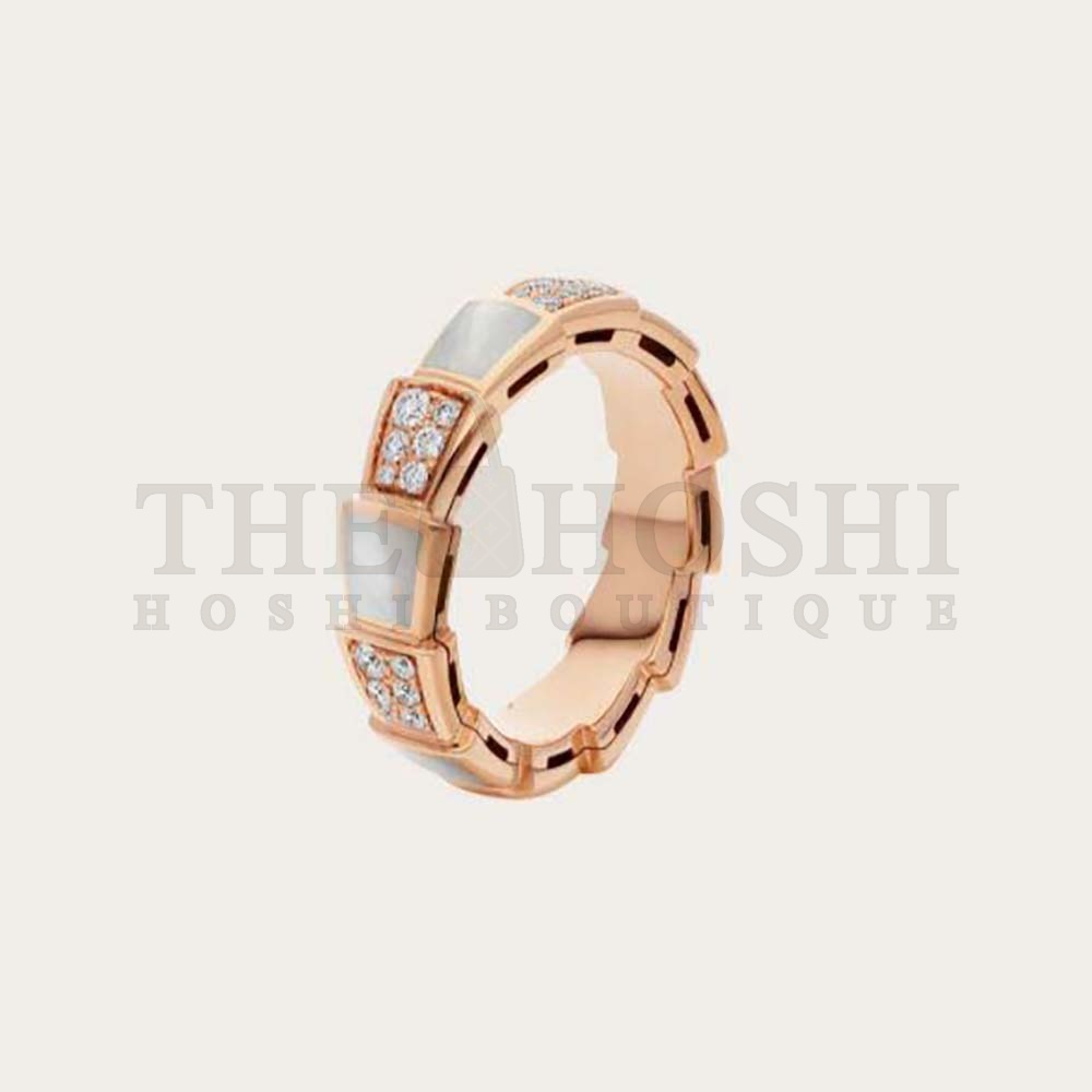 Bv1g*ai Women Serpenti Viper Band Ring in 18 KT Rose Gold-White Master Quality
