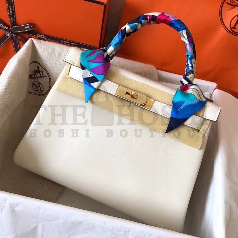 H**me5 White Swift Kelly 28cm Handmade Bag Master Quality