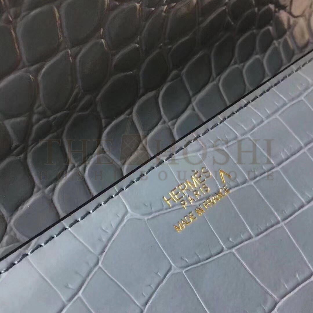 H**me5 Medor Clutch Bag In Ciel Crocodile Leather Master Quality
