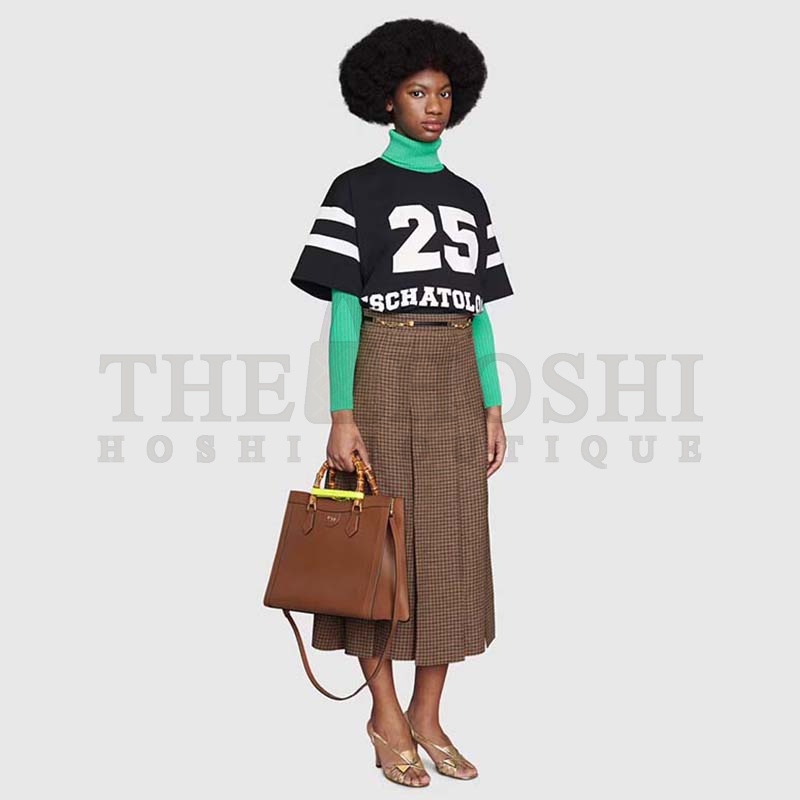 Gvc*1 Women Gvc*1 Diana Medium Tote Bag Double G Brown Leather Bamboo Handles Master Quality