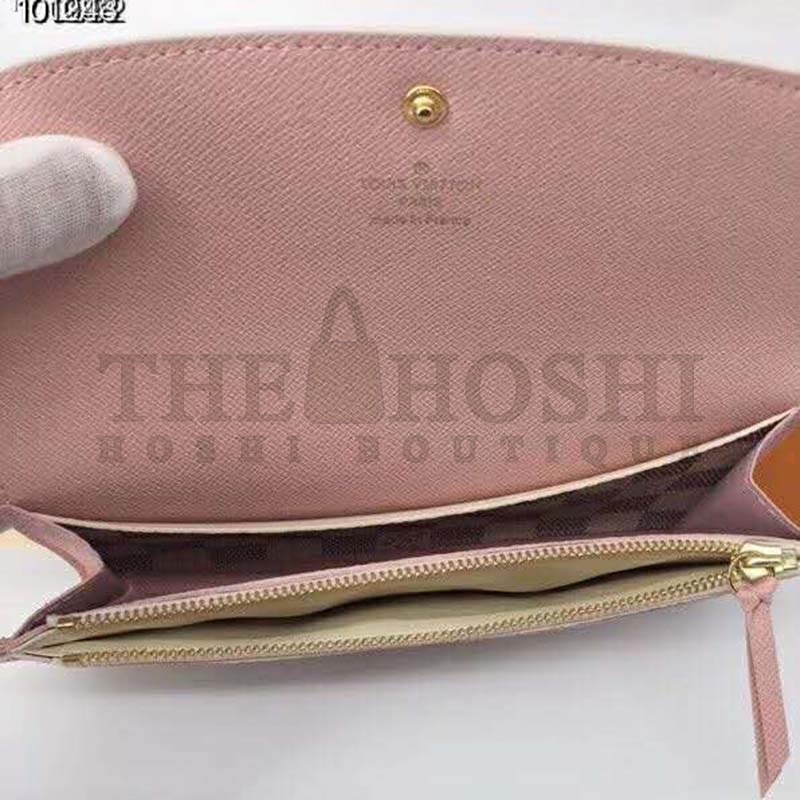 L0vis Vvtt0n LV Women Emilie Wallet Damier Azur Canvas-Pink Master Quality