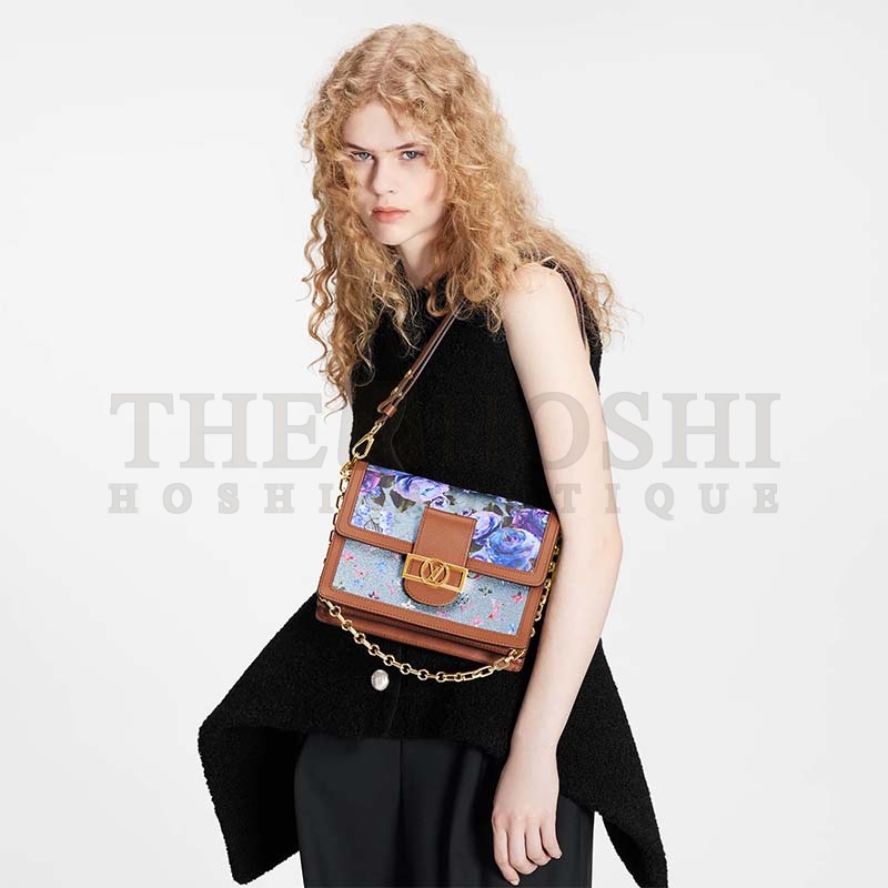 L0vis Vvtt0n LV Women Dauphine MM Handbag Blue Coated Canvas Cowhide Leather Master Quality