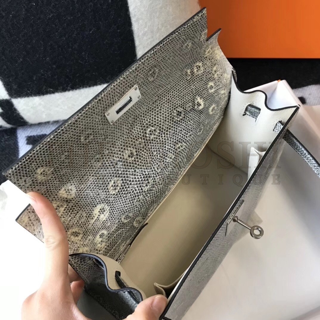 H**me5 Kelly 25cm Bag In Ombre Embossed Natural Lizard Master Quality