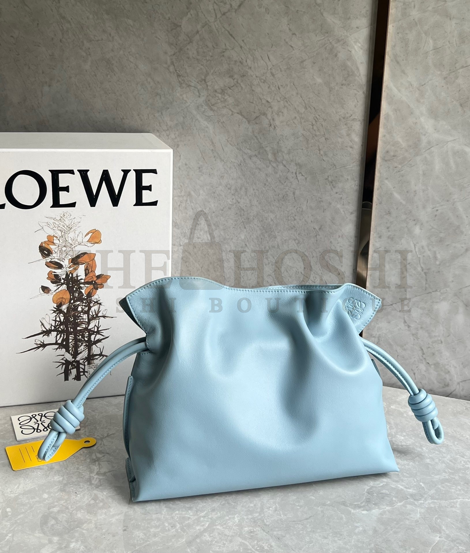 L0ew* Flamenco Clutch Bag In Dusty Blue Calfskin Master Quality