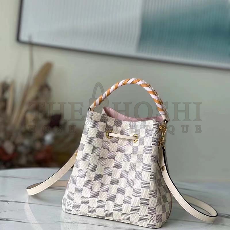 L0vis Vvtt0n LV Women NéoNoé BB Bucket Bag Damier Azur Coated Canvas Master Quality