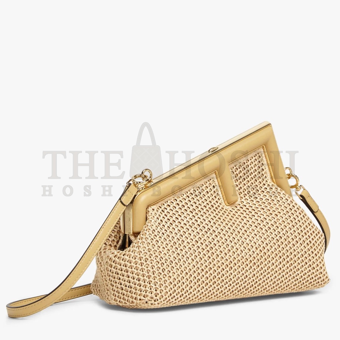 F**di First Small Bag In Beige Raffia Macrame Master Quality