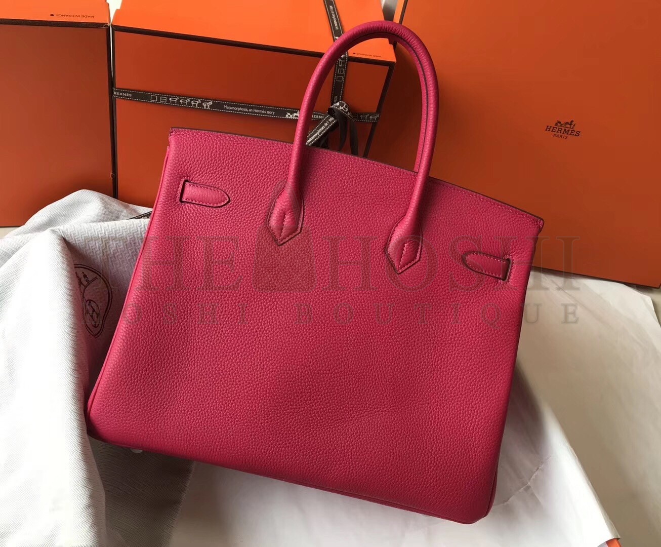 H**me5 Rose Red Clemence Birkin 35cm Bag Master Quality