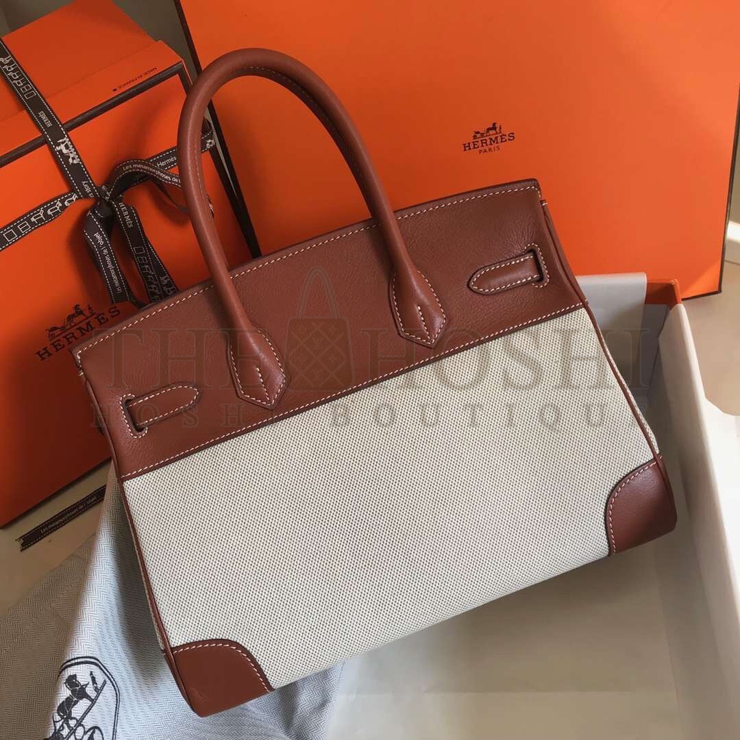 H**me5 Birkin 30 Bag in Canvas With Barenia Leather Master Quality