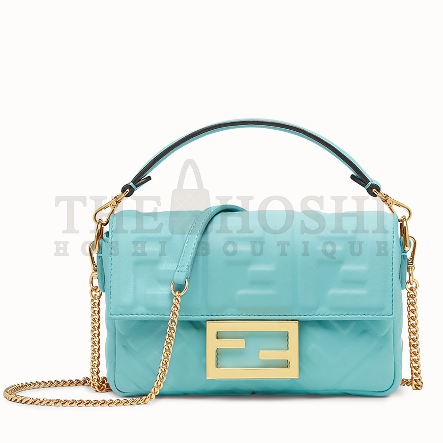 F**di Small Baguette Bag In Blue FF Nappa Leather Master Quality