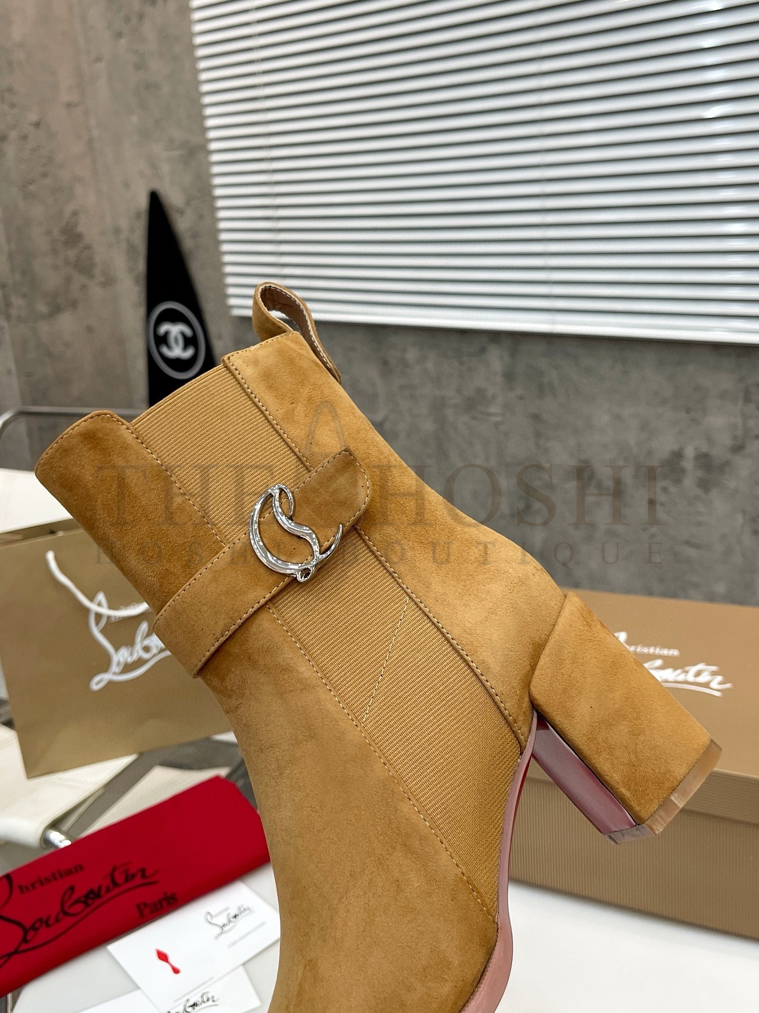 Chr1st1an Louboutin CL Chelsea Ankle Boots 70MM in Brown Suede Master Quality