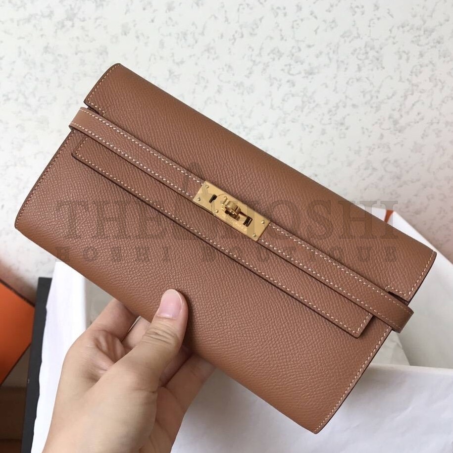 H**me5 Kelly Classic Long Wallet In Brown Epsom Leather Master Quality