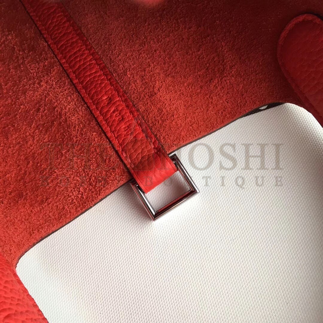 H**me5 Red Picotin Lock 18cm Bag With Braided Handles Master Quality