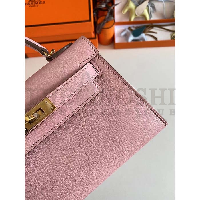 H**me5 Women Mini Kelly 20 Bag Suede Leather Gold Hardware-Pink Master Quality