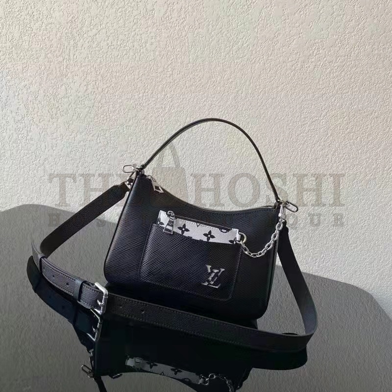 L0vis Vvtt0n LV Women Marelle Handbag Quartz Black Epi Grained Cowhide Canvas Master Quality