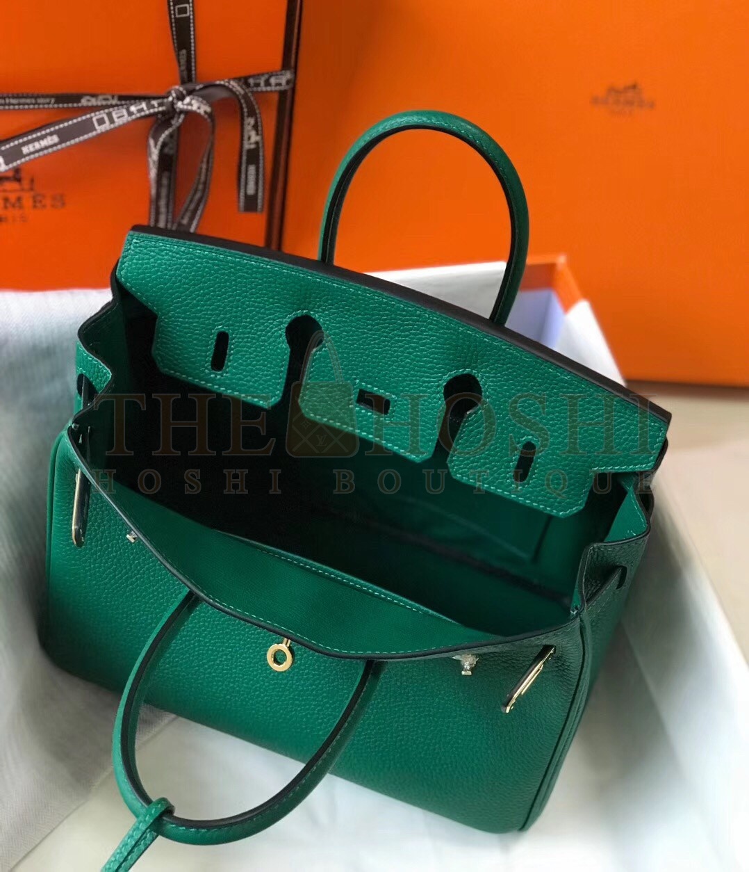 H**me5 Birkin 25 Bag In Vert Vertigo Clemence Leather with GHW Master Quality