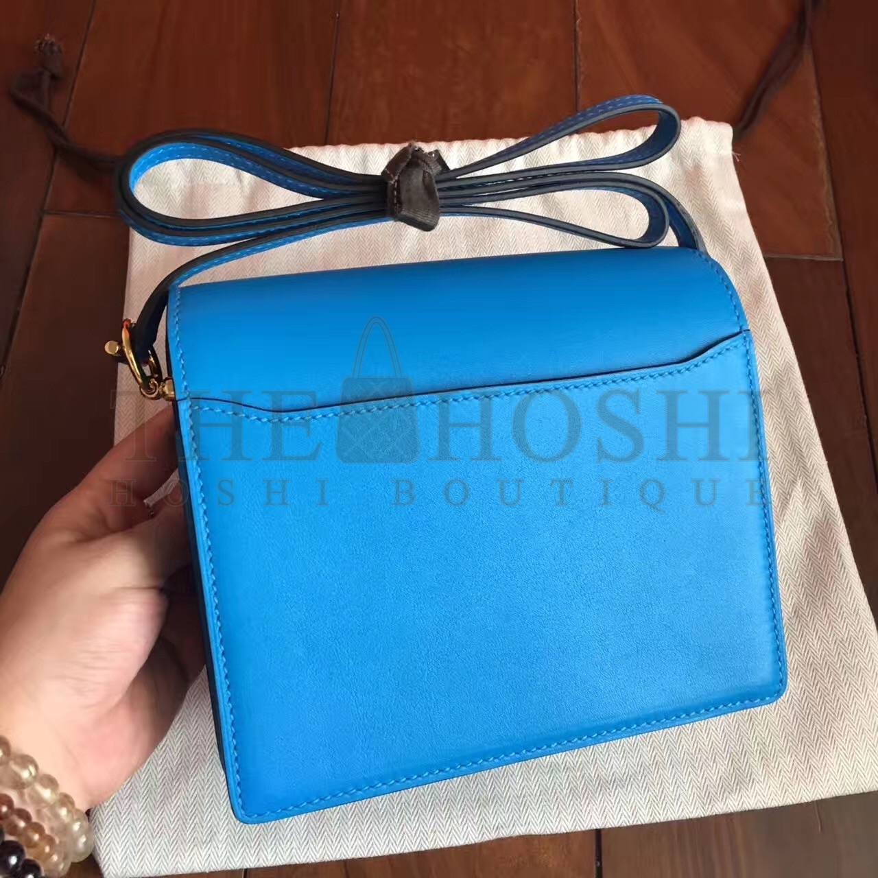 H**me5 Mini Sac Roulis Bag In Blue Hydra Swift Leather Master Quality