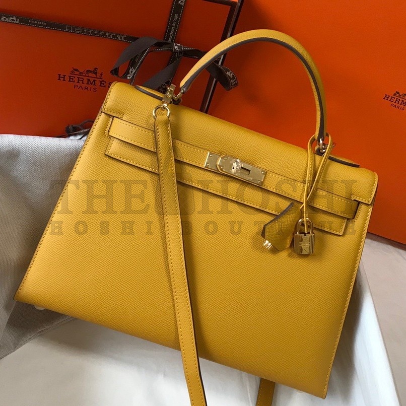 H**me5 Kelly 32cm Sellier Bag in Yellow Epsom Calfskin GHW Master Quality