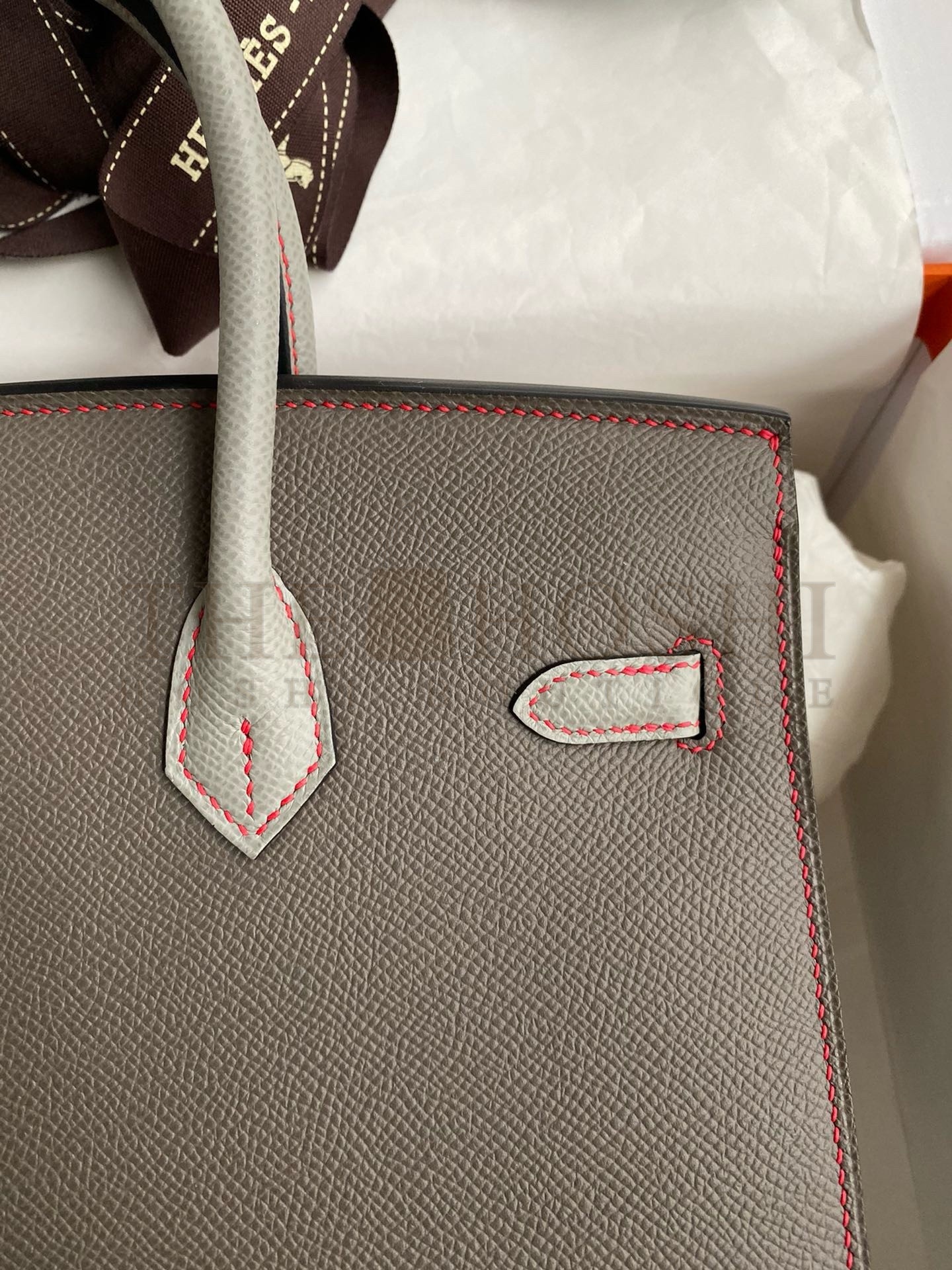 H**me5 HSS Birkin 25 Sellier Bag in Etain and Gris Mouette Epsom Calfskin Master Quality