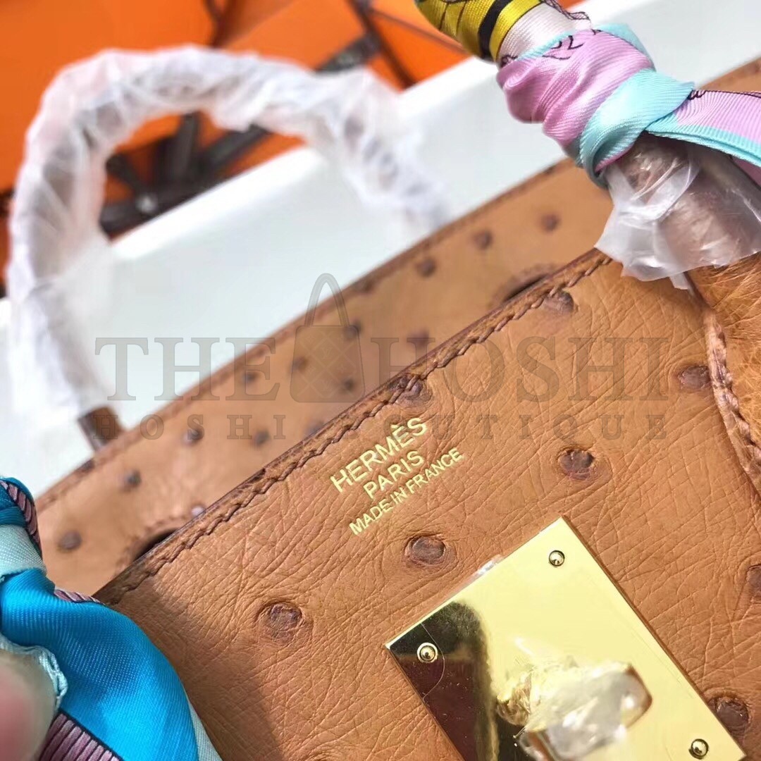 H**me5 Brown Birkin 30cm Ostrich Handmade Bag Master Quality