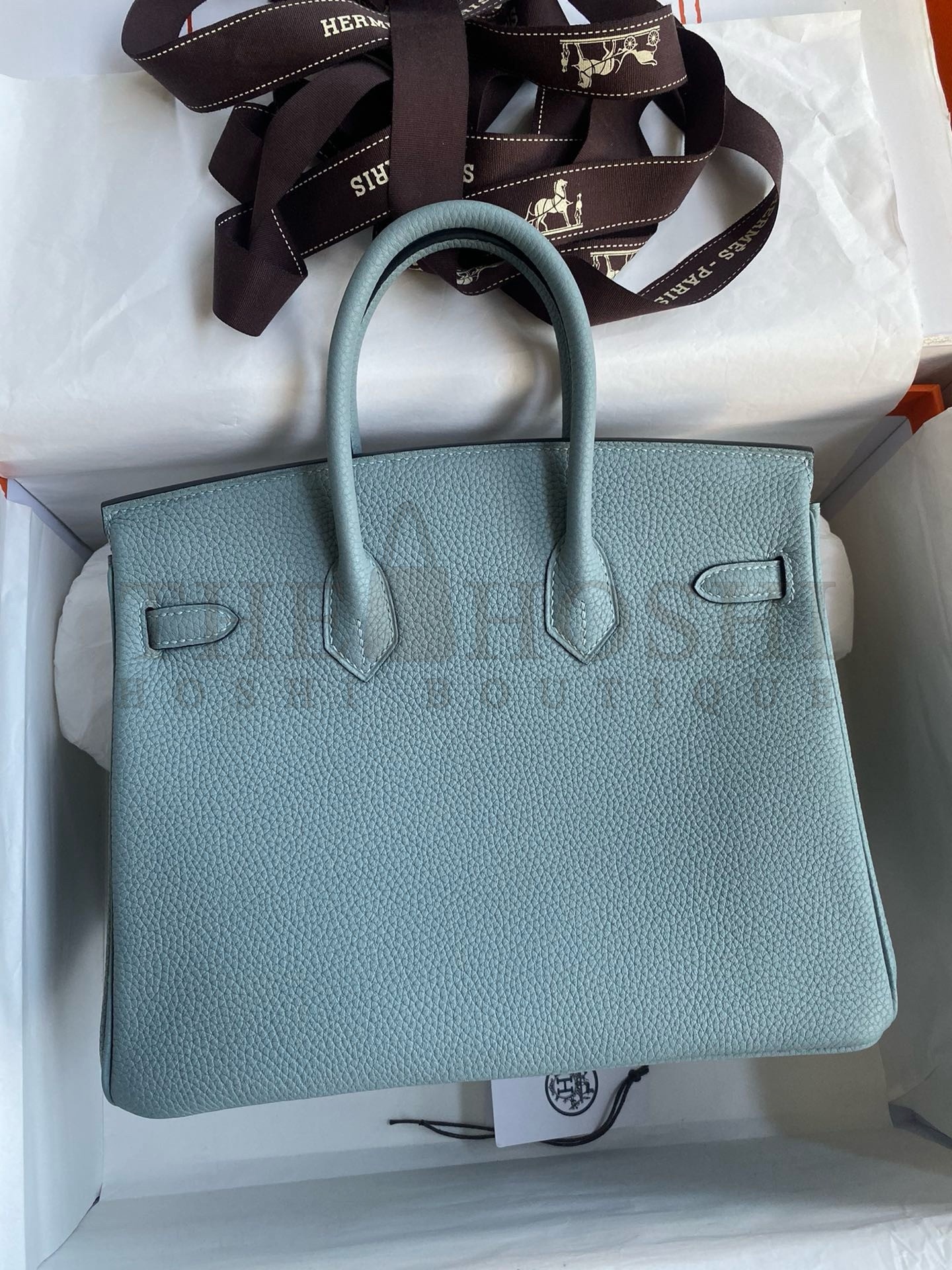 H**me5 Birkin 25 Retourne Handmade Bag In Ciel Clemence Leather Master Quality