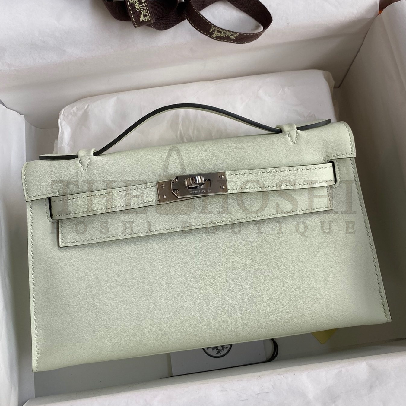 H**me5 Kelly Pochette Handmade Bag In Vert Fizz Swift Calfskin Master Quality