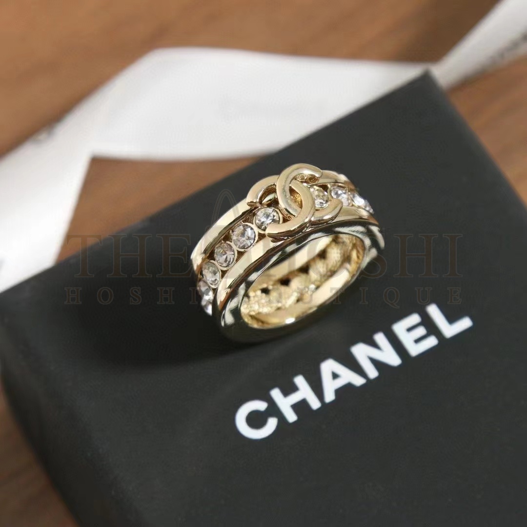 Ch**el Women CC Ring Metal Strass Gold Crystal Master Quality