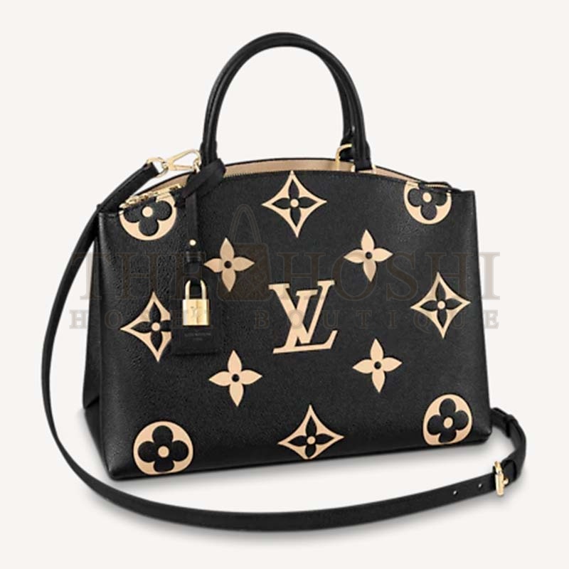 L0vis Vvtt0n LV Women Grand Palais Tote Bag Black Monogram Embossed Grained Cowhide Master Quality