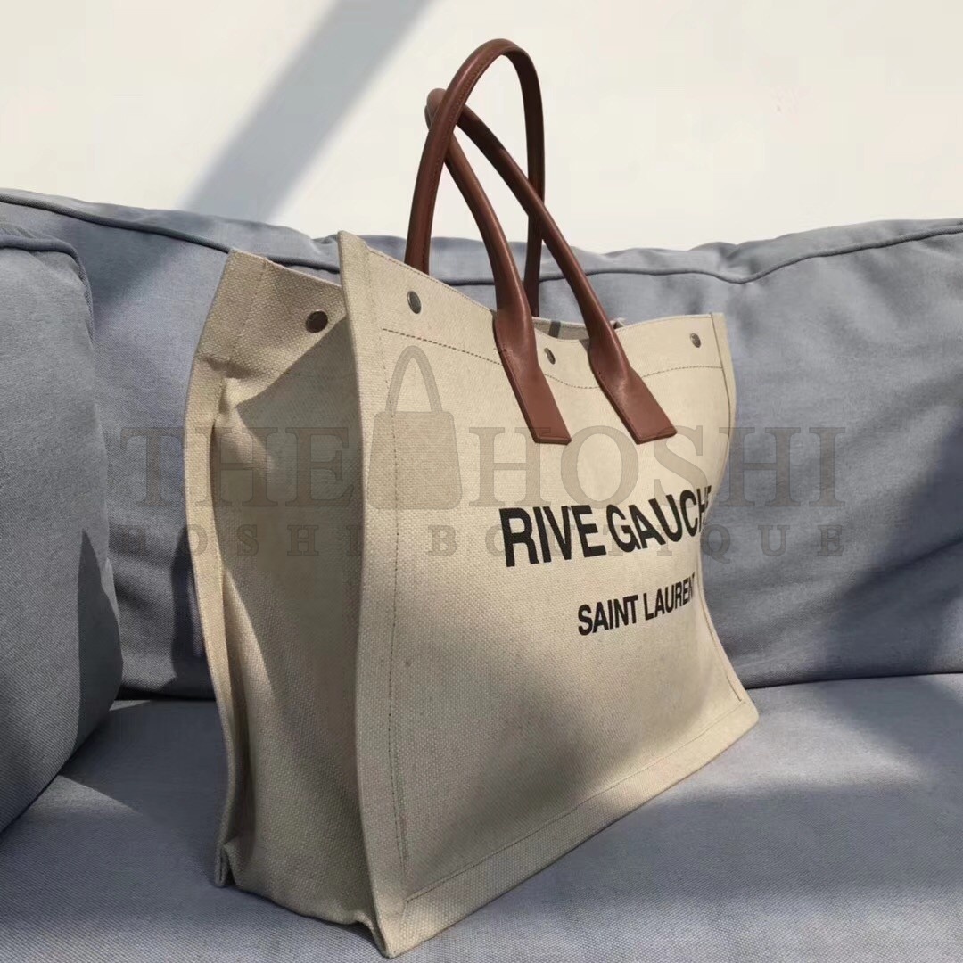 Sa1nt Lau*nt Beige Linen Rive Gauche Tote Bag Master Quality