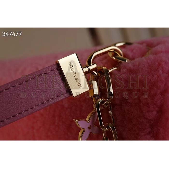 L0vis Vvtt0n LV Women Twist MM Handbag Pink Shearling Smooth Calfskin Leather Master Quality